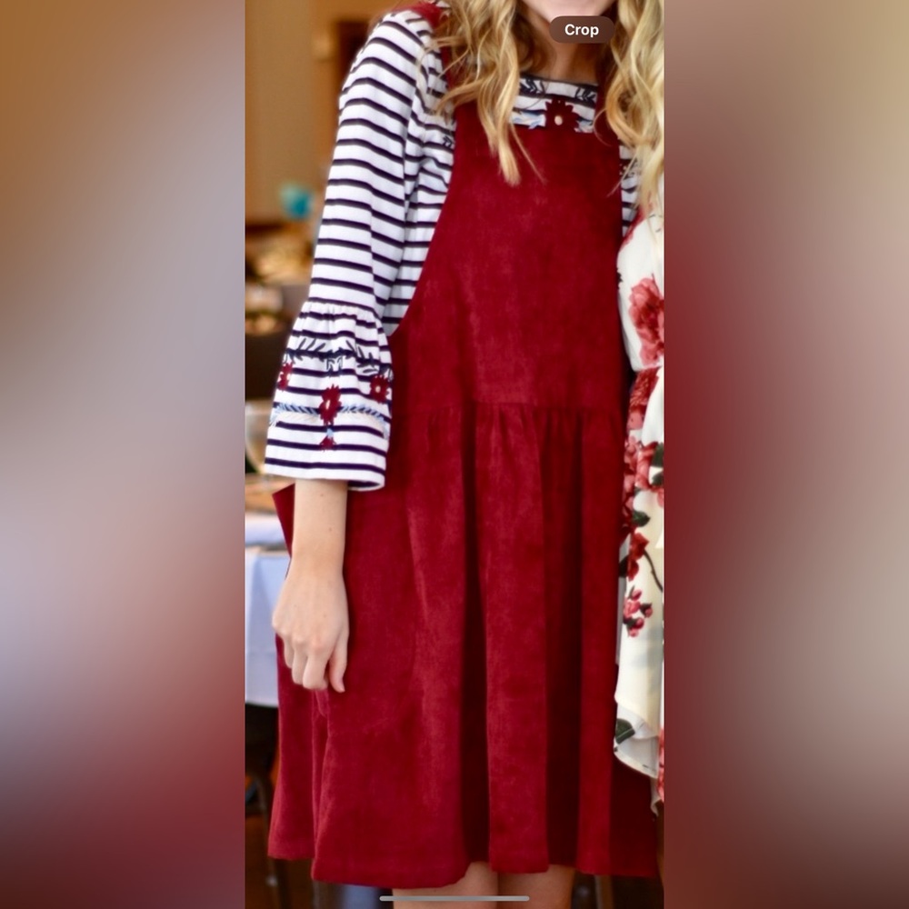 Crimson corridor overall dress
